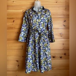 Fabulous floral button down dress with waist tie
